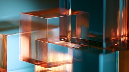 Naklejka premium Layered translucent frosted glass shapes