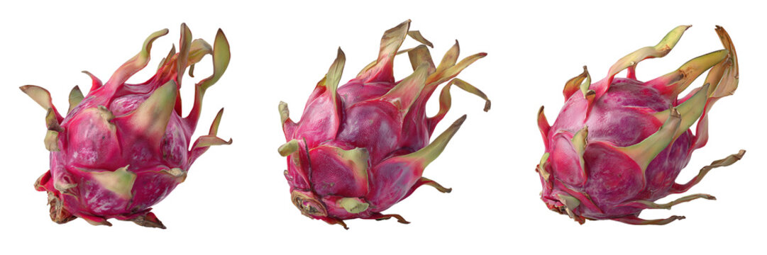 Set of Fresh dragon fruits displayed on transparent png background. Ai generated