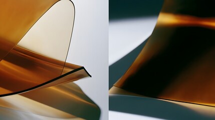 Fototapeta premium Abstract folded translucent acrylic material with amber and slate palette