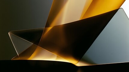 Naklejka premium Abstract folded translucent acrylic material with amber and slate palette