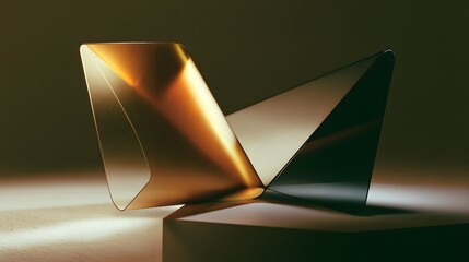Fototapeta premium Abstract folded translucent acrylic material with amber and slate palette
