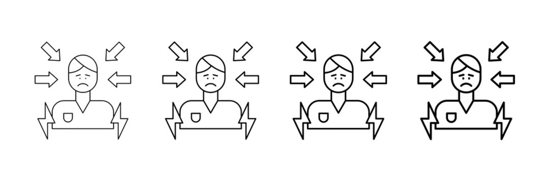Peer Pressure Icons Vector Set In Different Stroke Line Style