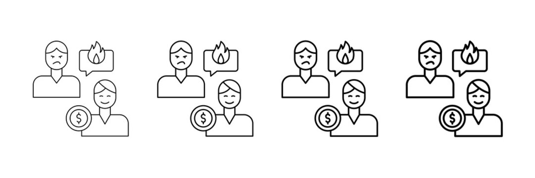 Jealousy Icons Vector Set In Different Stroke Line Style