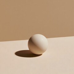 Fototapeta premium Minimalist smooth ceramic sphere on a seamless sand backdrop