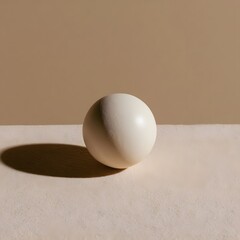 Fototapeta premium Minimalist smooth ceramic sphere on a seamless sand backdrop