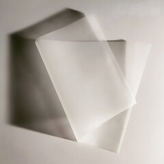 Fototapeta premium Folded sheet of translucent vellum paper with geometric shadow