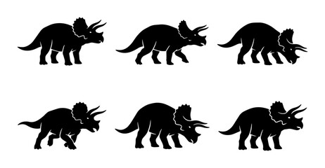70 Triceratops Dinosaur Silhouettes, Prehistoric Reptile Icons, Ancient Creature Vector Graphics, Paleontology Collection 100 © Afsana
