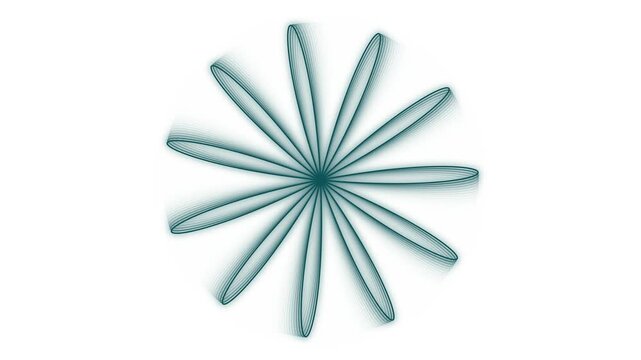 Abstract geometric mathematical line art flower loop motion graphic, teal color gu