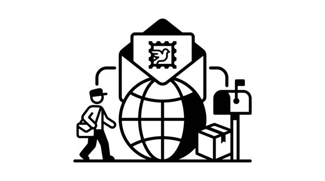 Global Postal Service and International Shipping Icon