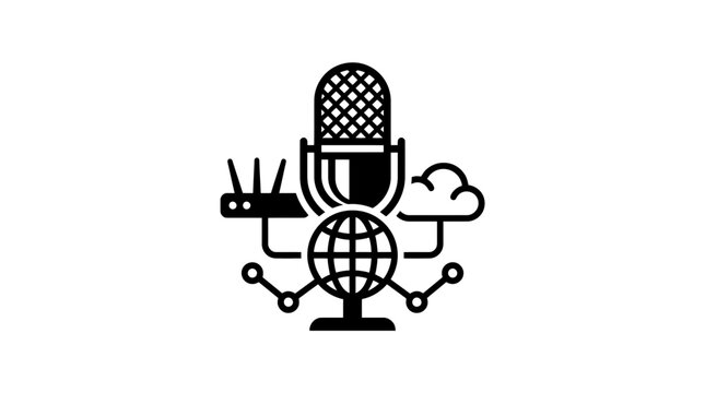 Global Podcast and Digital Communication Concept Icon