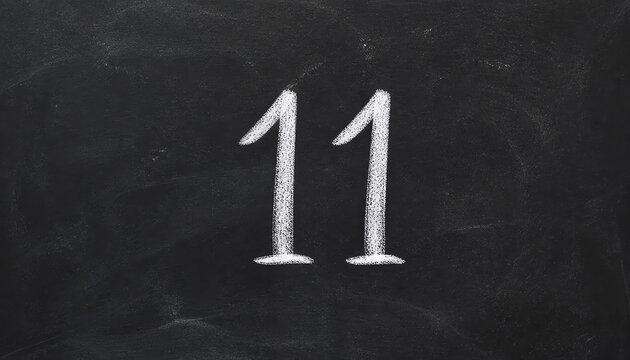 number eleven enumeration written with a chalk on the blackboard