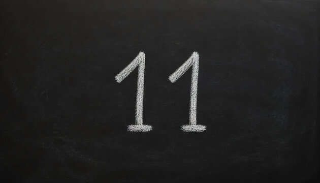number eleven enumeration written with a chalk on the blackboard