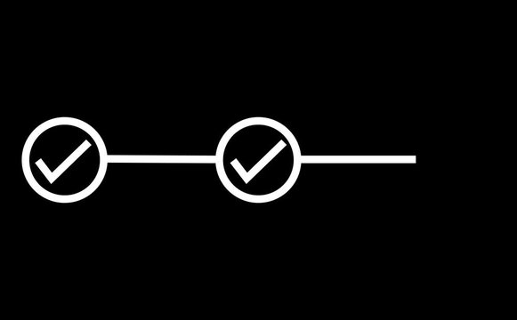 Abstract 3 step infographis process with check mark icon animation. step by step process icon animation on black background process success with check marks.