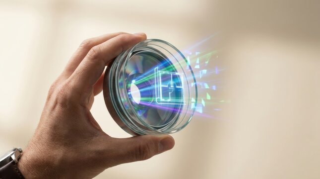 Person holding a glass object to illustrate ai context understanding and the role of optical decoder in technology