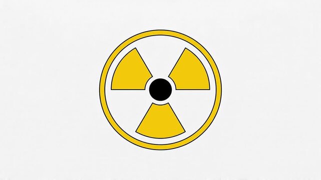 Radioactive Symbol Outline Drawing Animation Rotating Flat Vector Motion Graphic Loop.