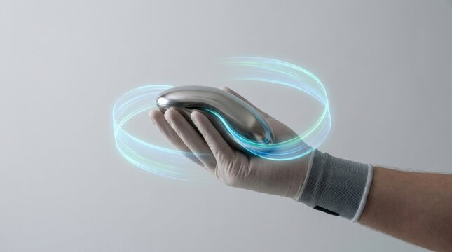 Hand holding a mobility core representing future transportation concepts and innovations in modern mobility solutions