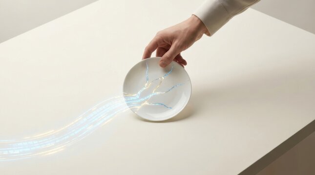 Hand holding a fractured ceramic object depicting the concept of market fragmentation and its implications on industry