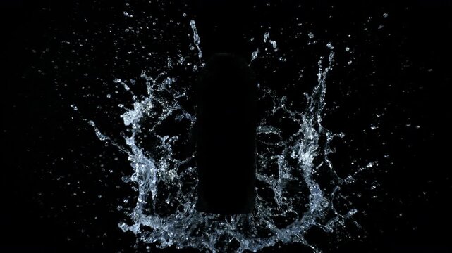 Super Slow Motion Shot of Water Splash with Place for Your Product at 1000fps.