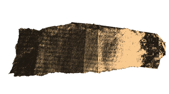 Vintage paper scrap with halftone dots and aged sepia ink texture for editorial design backgrounds.