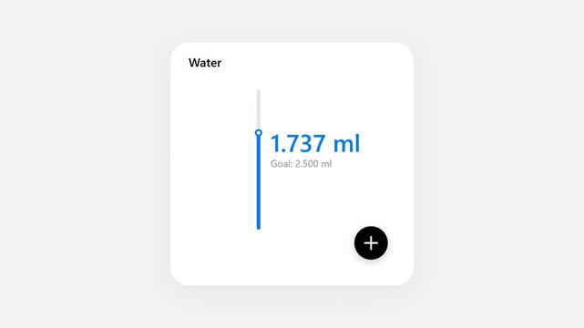 Animated Water Intake Tracker UI Design Showing Hydration Progress and Daily Goal Achievement in ML