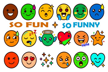 Fototapeta premium Colorful cartoon emojis expressing fun and happiness in vibrant style