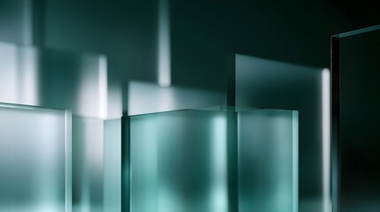 Fototapeta premium Layered frosted acrylic shapes suggesting digital privacy