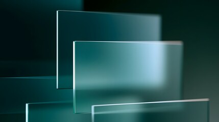 Fototapeta premium Layered frosted acrylic shapes suggesting digital privacy