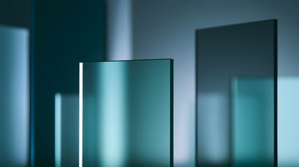 Fototapeta premium Layered frosted acrylic shapes suggesting digital privacy