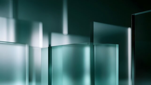 Layered frosted acrylic shapes suggesting digital privacy