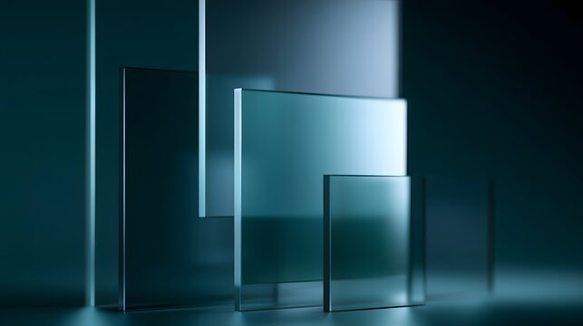 Layered frosted acrylic shapes suggesting digital privacy