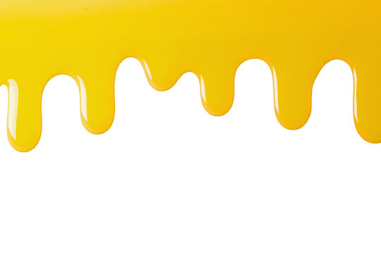 Thick golden liquid drips smoothly, showcasing vibrant texture and color, PNG