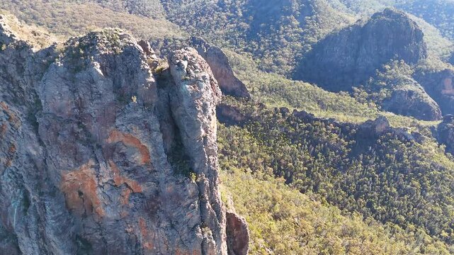 Aerial View of Rugged Rock Formations in Warrumbungle National Park