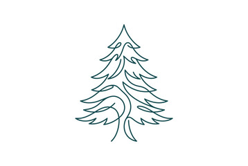 Obraz premium Minimalist single line drawing of a pine tree
