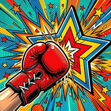  poster of a boxing glove punching a star-shaped target. Typography: "Power Punch!"