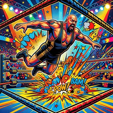  poster of a wrestler in a dynamic pose inside a ring ropes frame. Typography: "Big Show!"