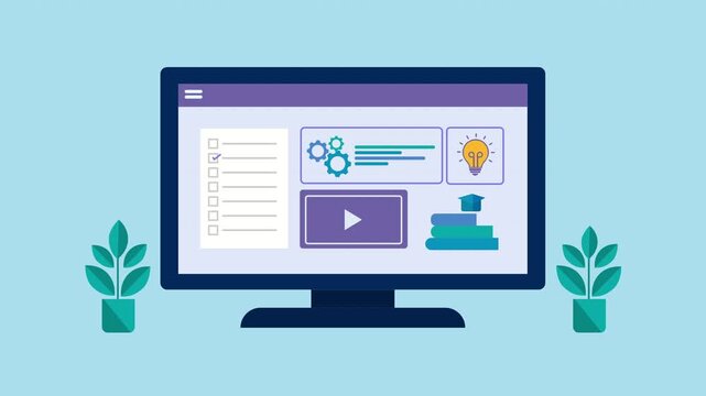 Educational Technology and E-learning 2d Animation with Alpha Matte
