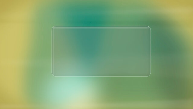A centered glass-like rounded rectangle floats over soft green and yellow bokeh, evoking a futuristic calm UI space for loading screens or prompts.