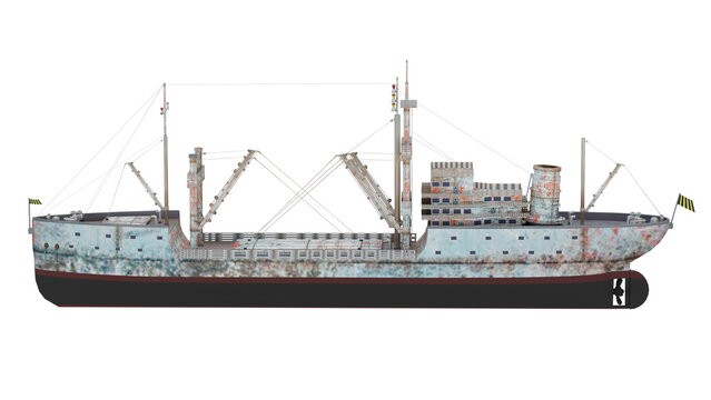3d rendering of ship jj at dock with old design and details