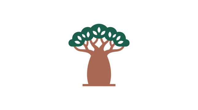 Minimalist baobab tree icon in flat vector style.