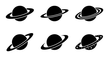 70 Saturn Planet Icons, Ringed Celestial Body Vector Graphics, Cosmic Space Exploration Symbols, Astronomical Body Set 100 © Bristy