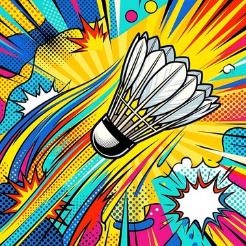  poster of a badminton shuttlecock mid-flight with speed trails. Typography: "Fast Fly!"