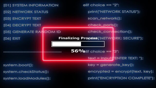 Hacker concept showing finalization process with percentage motion graphics modern design.