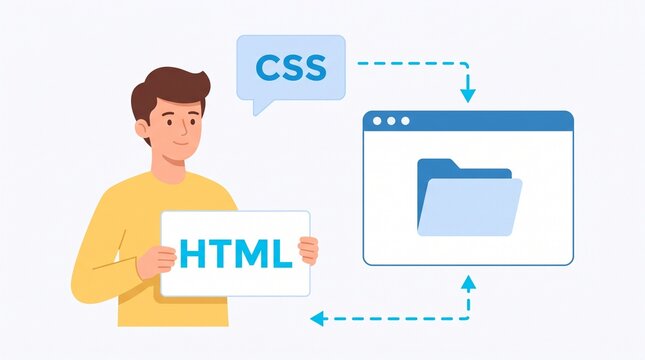 Man explaining html and css coding for website development