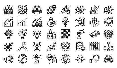 Fototapeta premium Business Growth Innovation Success Teamwork Vector Icon Collection