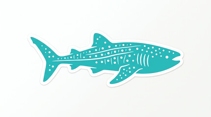 Fototapeta premium Whale Shark Icon Silhouette Teal Marine Life