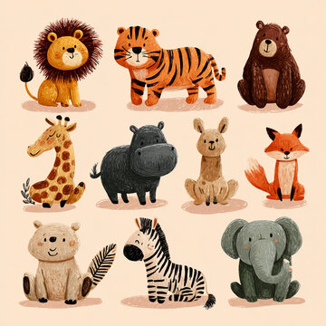 A collection of cute wild animal images.