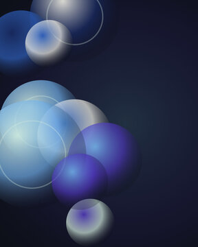Abstract blue and grey gradient spheres and translucent circles creating a modern artistic design background concept transparent background