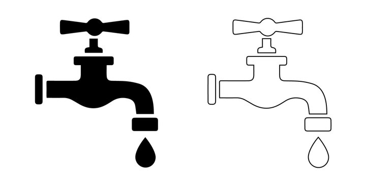water tap with falling droplet vector illustration , water faucet with a single droplet falling vector 