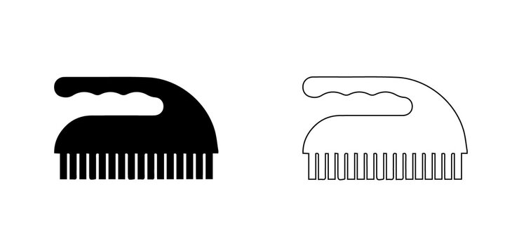 Scrub brush line icon for cleaning service. Vector illustration for hardware store, shoe care, housekeeping, janitorial supplies vector 