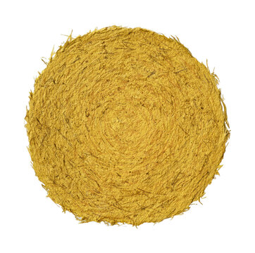 Round hay bale PNG with a transparent background, ideal for farm designs.